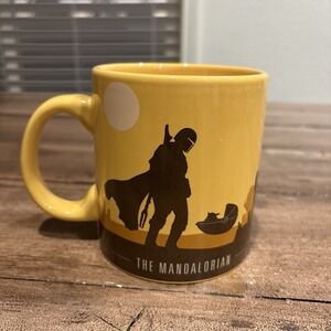 Star Wars The Mandalorian Ceramic Mug 20oz Yellow Silhouette Coffee Mug Cup